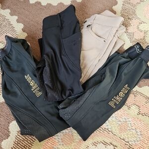 Pikeur Kids Black, Green and Tan Riding Pants Breeches Bundle